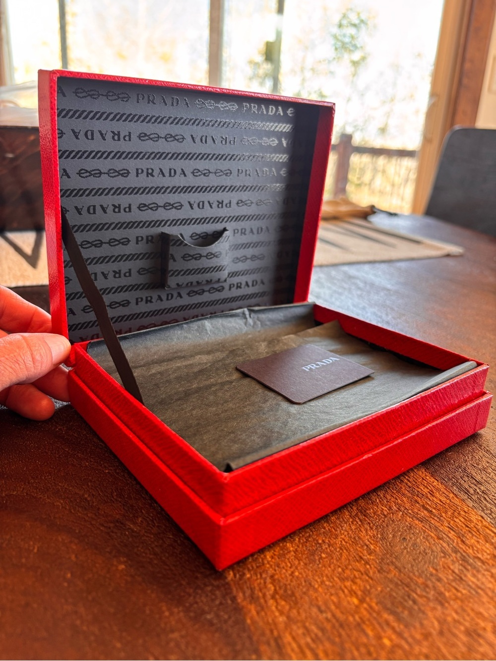 PRADA Authentic Red Saffiano Luxury Presentation Gift Storage Box Set